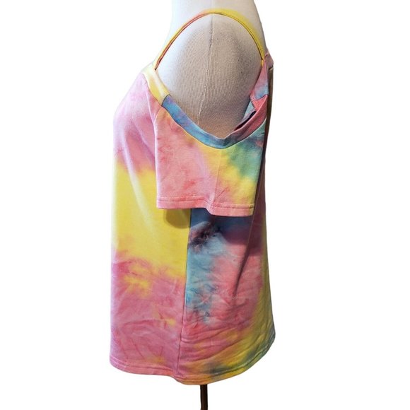 Andree by Unit womens tie dye one shoulder tee shirt size M - Picture 2 of 12